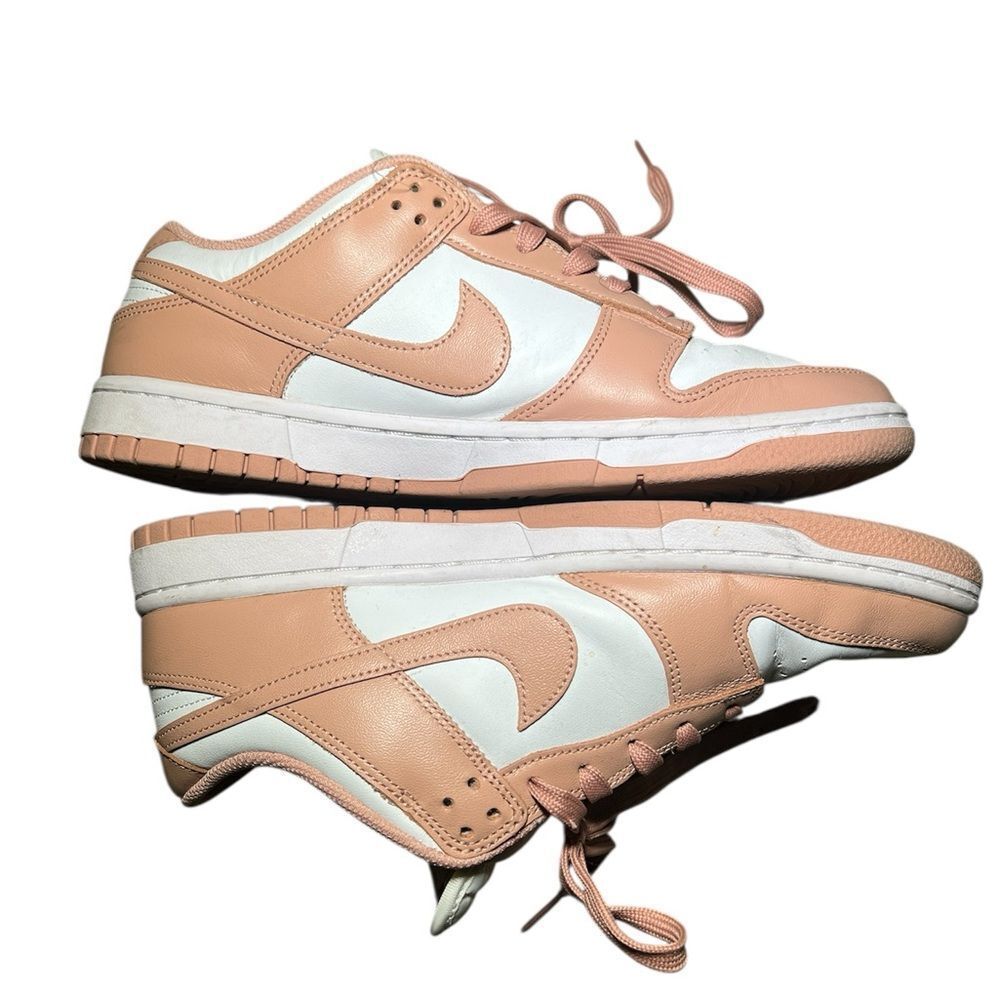Nike Coral and White Low-Top Dunks